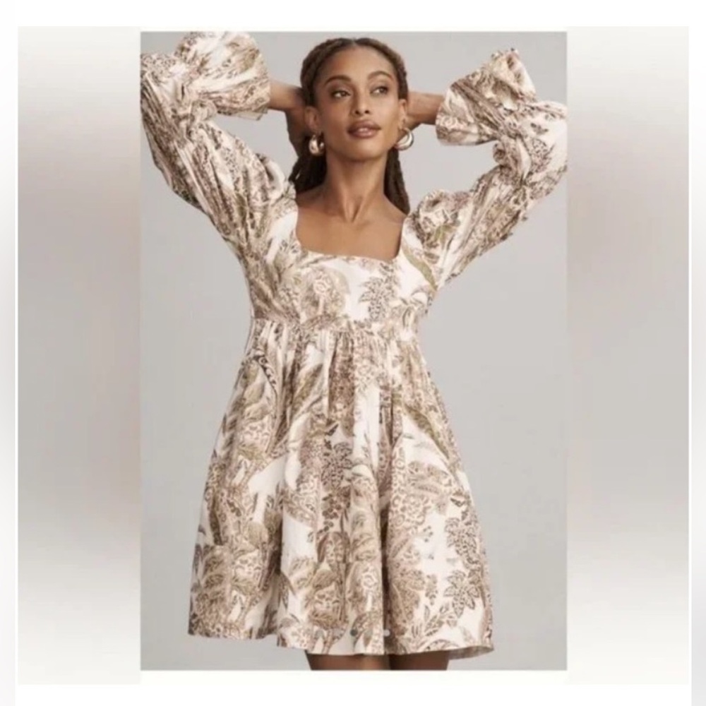 Anthropologie Pilcro square neck corduroy babydoll mini dress Size XXS